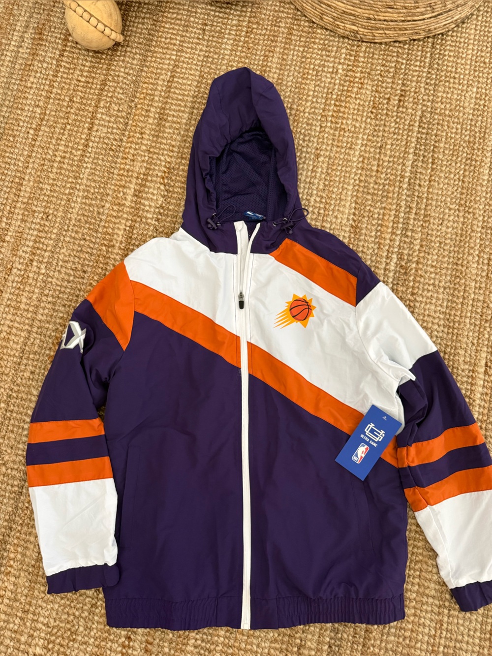 NBA Phoenix Suns Purple, White & Orange Hooded Windbreaker Jacket